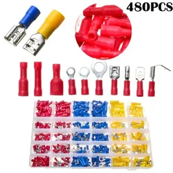 280/480/720pcs Cable Lugs Assortment Kit Insulated Electric Wire Connectors Set Flat Female & Male Crimp Terminals