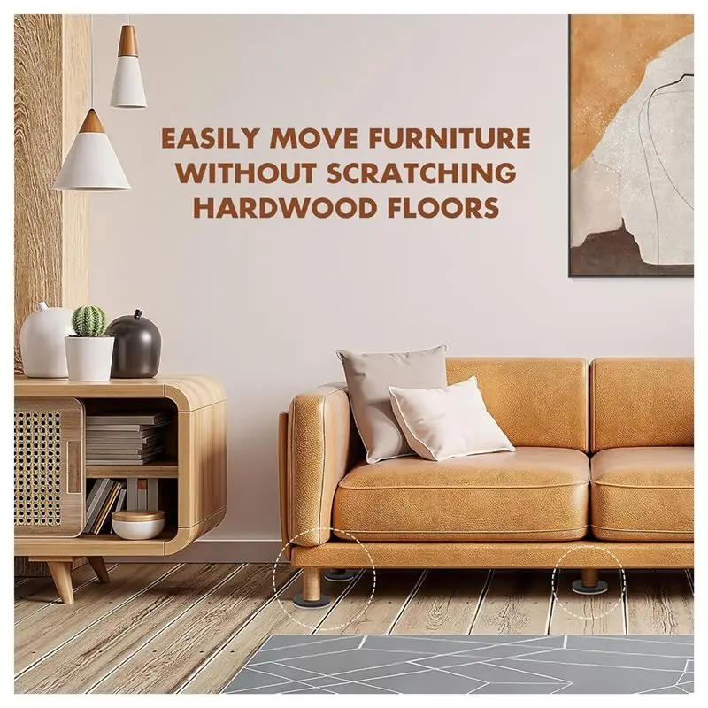 N04R 16 Pcs Furniture Sliders For Hardwood Floors & Carpet 3 1/2'' Furniture Sliders Pads Heavy Duty Furniture Movers Sliders
