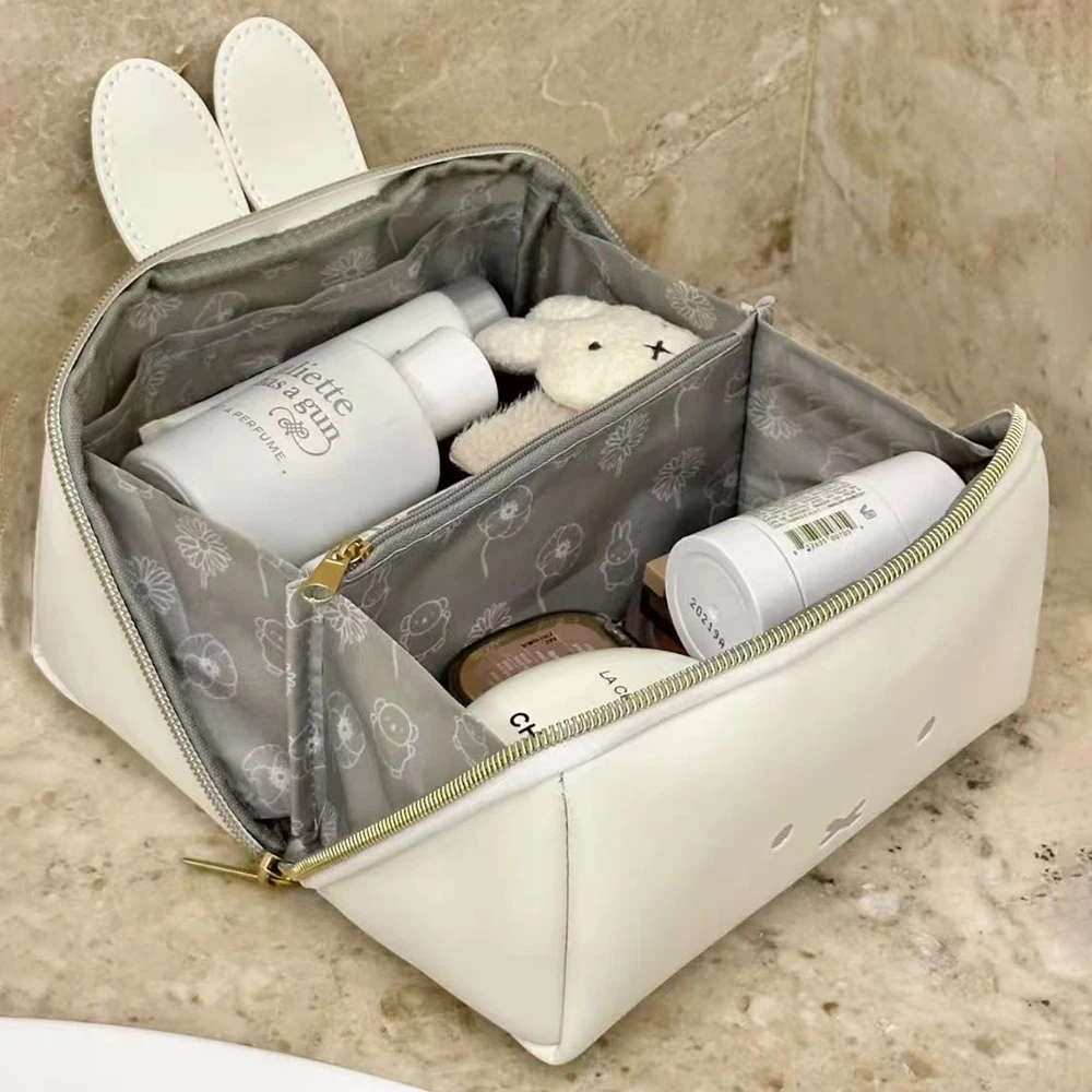 Kawaii Miffy Cute Handbag Cartoon Rabbit Portable Multifunctional High Capacity Cosmetics Storage Bag Girl Gift