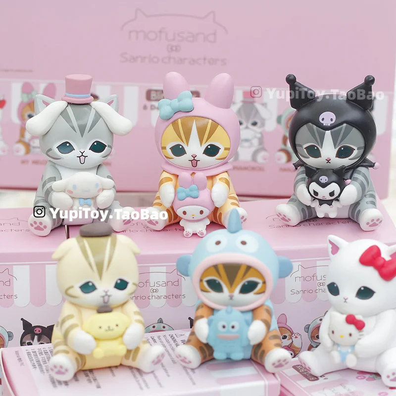 

Mofusand замаскированная серия Kitty Cat, фигурка, слепая коробка, модная кукла, настольная мультяшная игрушка из ПВХ, Kuromi Melody Ornament, подарок-сюрприз