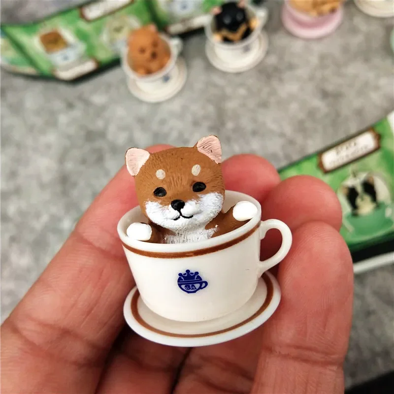 Kawaii Tea Cup Dog Blind Box Animals in Cups Cute Puppy Mystery Blind Box Gifts Toy Model Anime Figure Collect Ornaments
