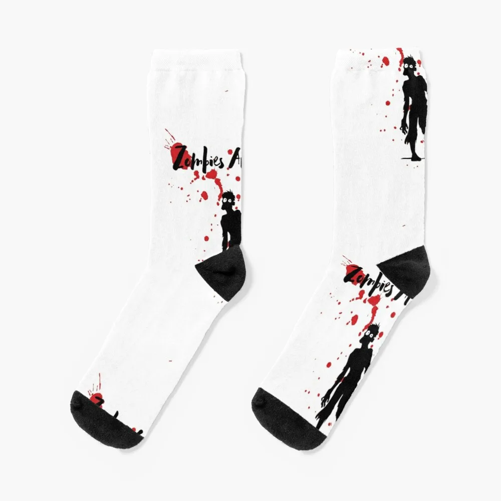 Zombies Are People Too Socks Halloween Slipper Socks Men Street Skateboard Socks Christmas New Year Gift Custom Gift Cartoon