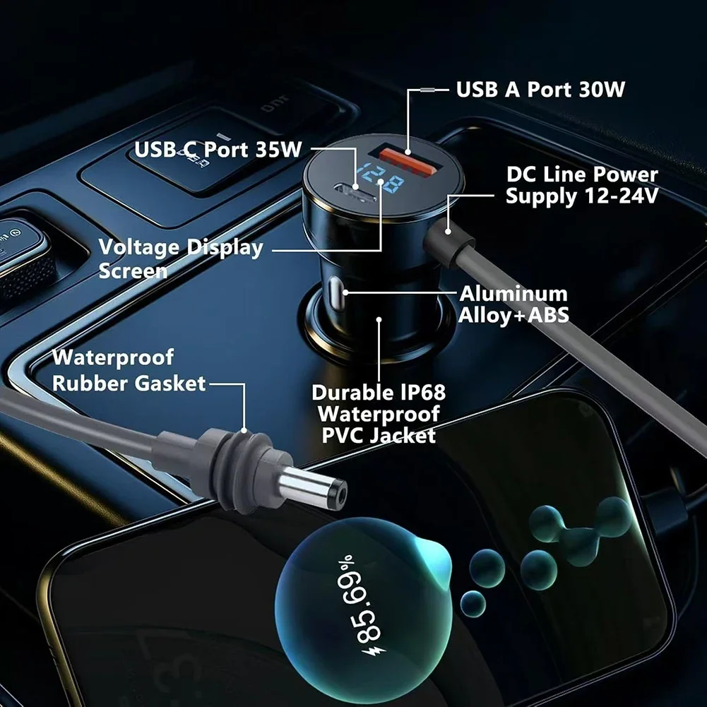 12V-24V DC Power Cord For Starlink For Mini Featuring Dual 30W USB Ports And LED Voltage Monitor Waterproof Car Adapter