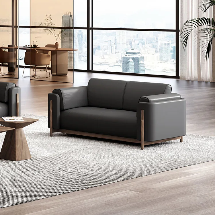 Fashion Modern Leather Wooden Frame Office Hotel Reception Furniture Sofa Couch Home Office Furniture Reception Sofa