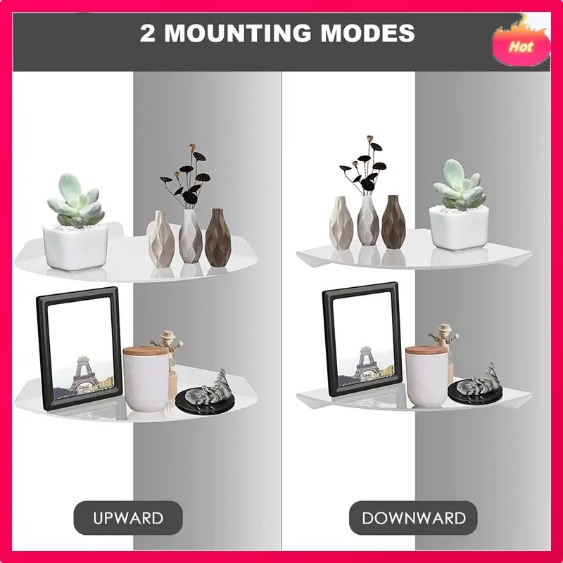 ABYP 2Pcs Acrylic Corner Shelf Floating Wall Storage Shelf Display Speaker Organizer Bedroom Kitchen Storage Holder