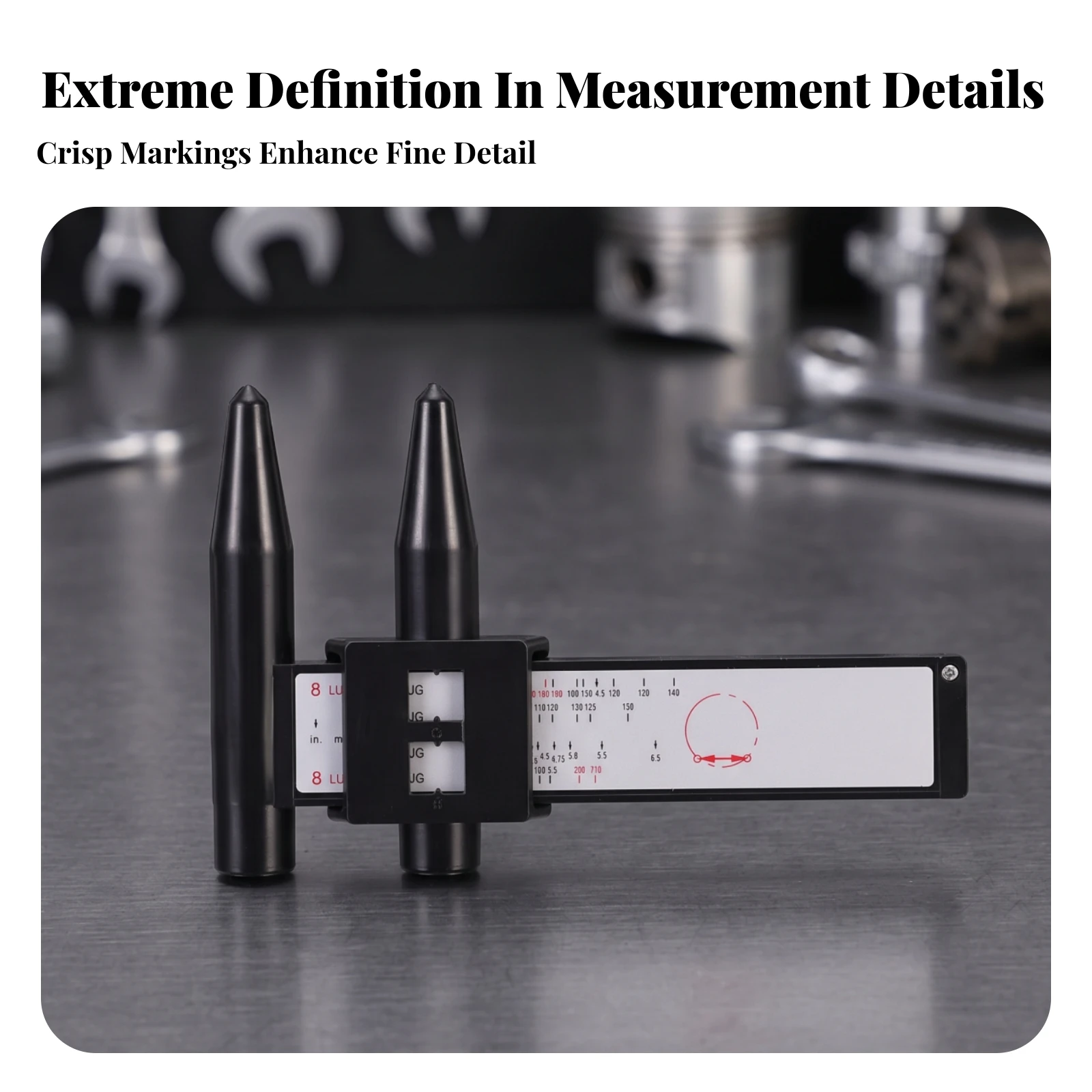 Wheel Bolt-Pattern Caliper Portable PCD Measuring Caliper Wheel Bolt Pattern Measuring Tool Hand-Held Lightweight for Mechanics