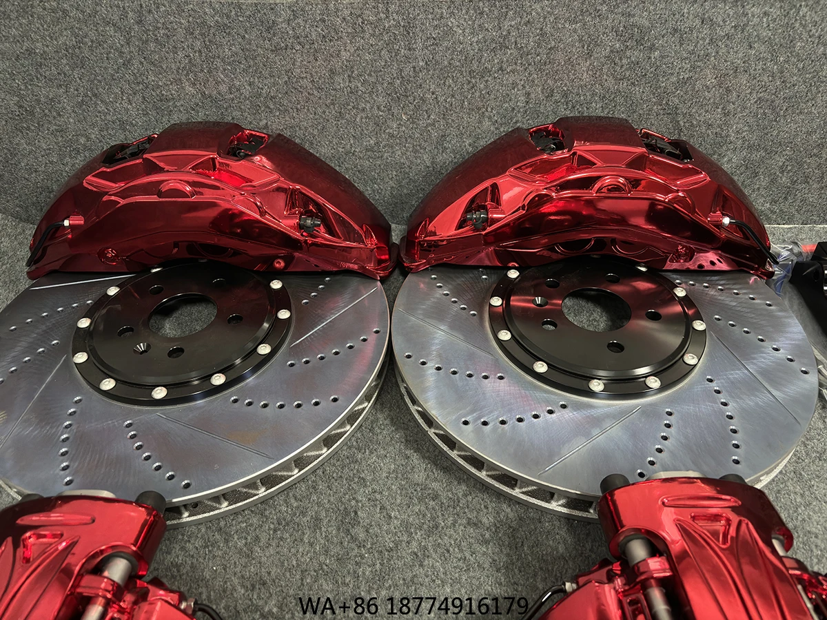 مجموعة فرجار فرامل ألومنيوم كبيرة 10 أقدام عالية الأداء مع مجموعة فرامل قرصية محفورة ومشقوقة لـ 488 328 F8 SF90 F430 #6