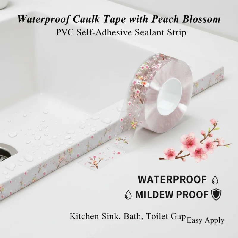 Waterproof Caulk Tape, PVC Self-Adhesive Sealant Strip for Kitchen Sink, Bath, Toilet Gap, Mildew Proof Wall Sticker