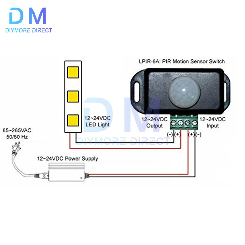 DC 5-24V 6A Automatic Adjust PIR Motion Sensor Switch IR Infrared Detector Light Switch Module for LED Strip Light Lamp