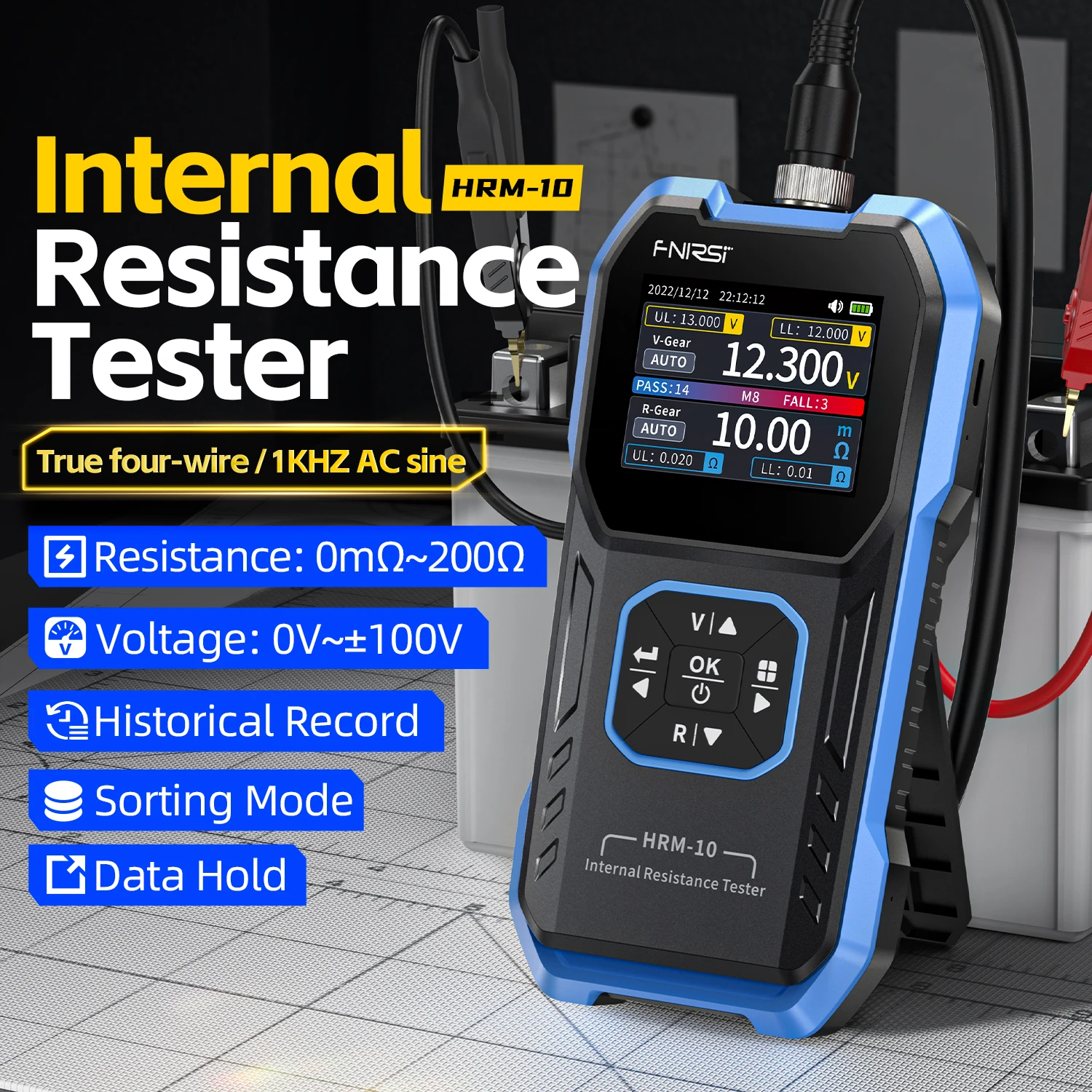 

FNIRSI HRM-10 Battery Voltage Internal Resistance Tester 18650 High-precision Trithium Lithium lron Phosphate Battery Tester