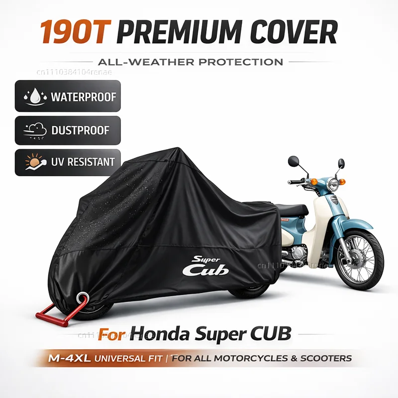 

Чехол для мотоцикла Honda Super CUB C70 90 110 C125 190T, водонепроницаемый, пылезащитный, с защитой от ультрафиолета, всесезонный