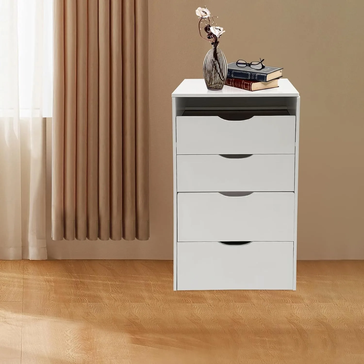 مكتب زينة 3 في 1 باللون الأبيض الكريمي مع مرآة علوية قابلة للطي، وكرسي مخفي، وطاولة زينة للمكياج مع مقعد مبطن لغرفة النوم والشقة