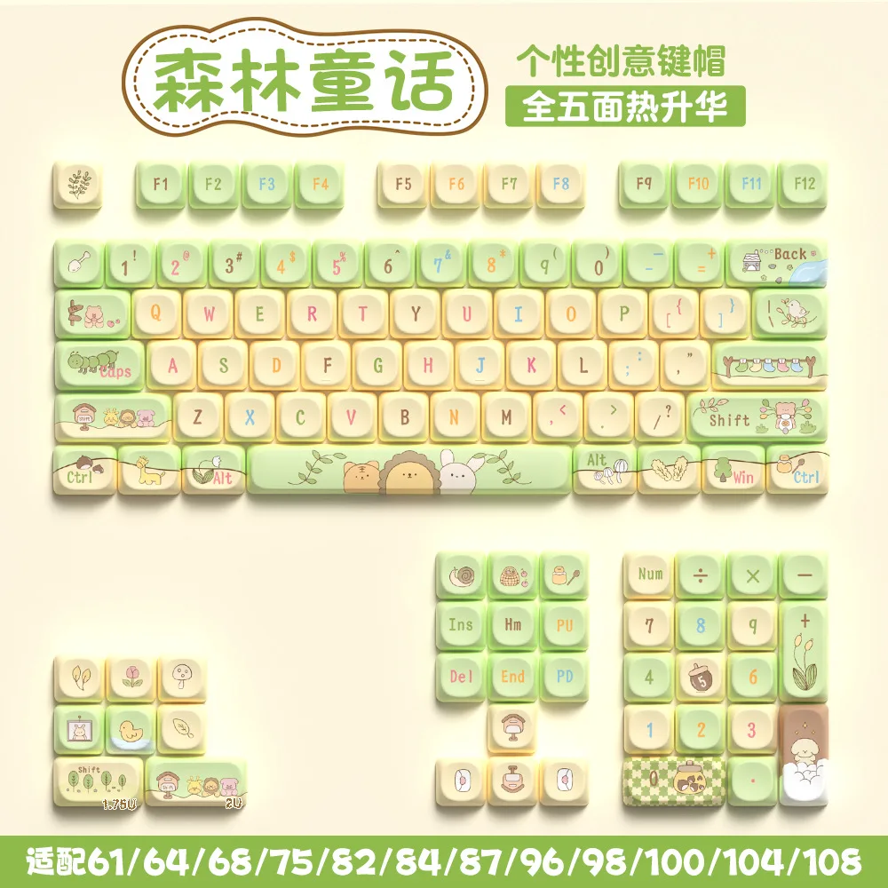 Forest fairy tale keycaps  all five-sided hot sublimation moa highly cute personality matching mechanical keyboard cap