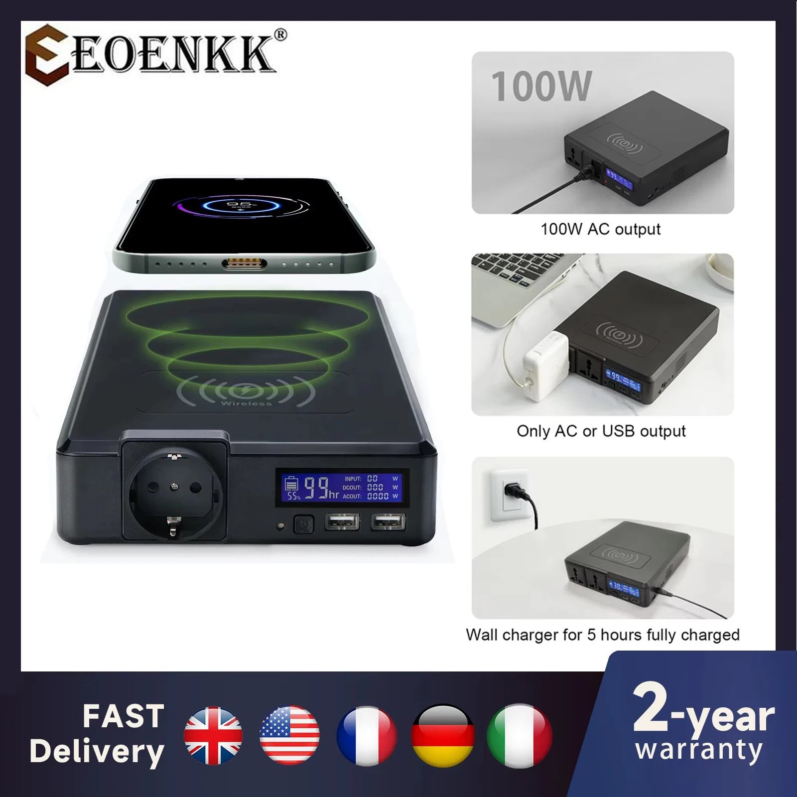 

Portable Generator Solar Powerbank 154Wh 41600mAh External Battery Charger Powerstation 200W Emergency Backup Power