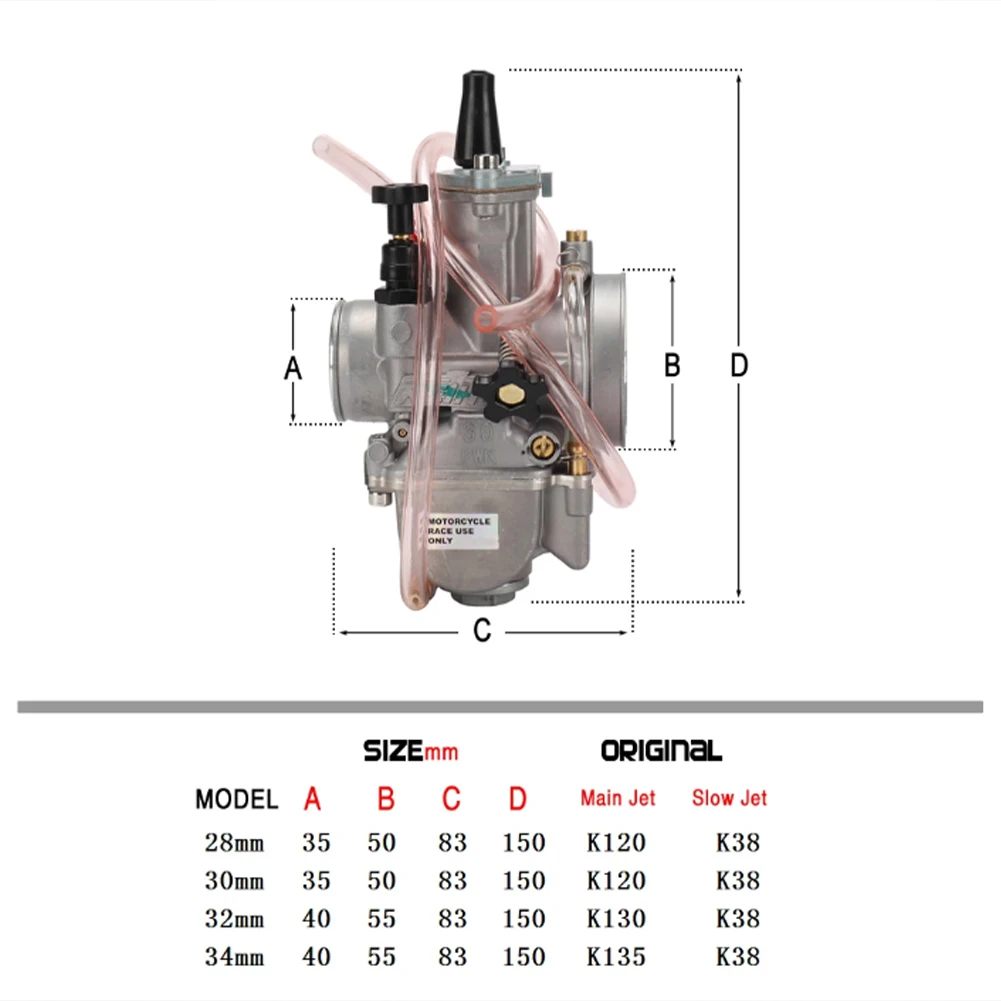 Universal Motorcycle PWK 24 26 28 30 32 34mm Carburetor With Power Jet For Keihin 2T 4T ATV Quad Go Kart 75-250cc