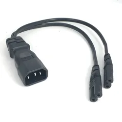 Wholesale 1pcs Single C14 to Dual C7 Short Power Y Type Splitter Adapter Cable Cord 30cm