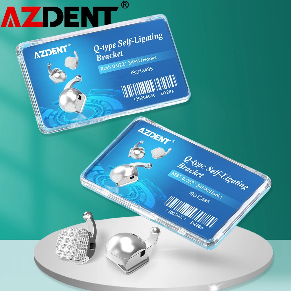 1 Pack AZDENT Dental Orthodontic Q-type Self-Ligating Brackets  ROTH MBT 0.022  With 6 ,7 Buccal Tubes