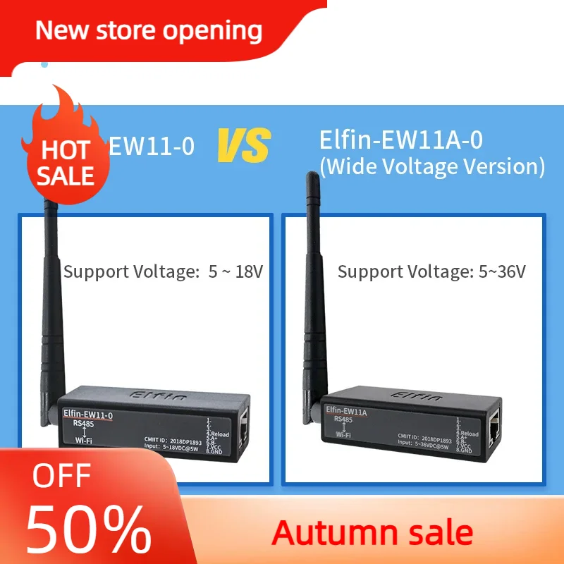 5 ~ 36V najmniejsze Elfin-EW11A-0 bezprzewodowe urządzenia sieciowe Modbus TPC funkcja IP RJ45 RS485 do WIFI serwer szeregowy DTU