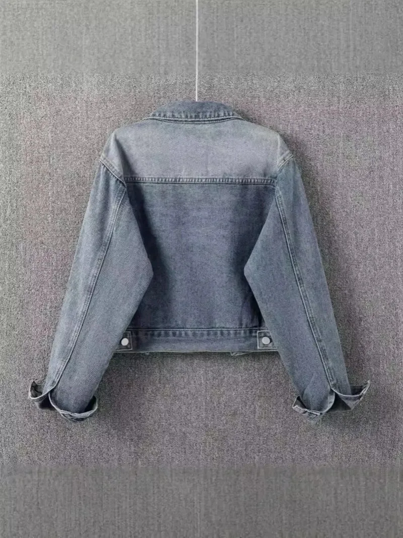 New Retro Spring Autumn New Women Denim Jacket Coat Short Simple Casual Model Retro Color Washed Texture Top Denim Jacket Coat