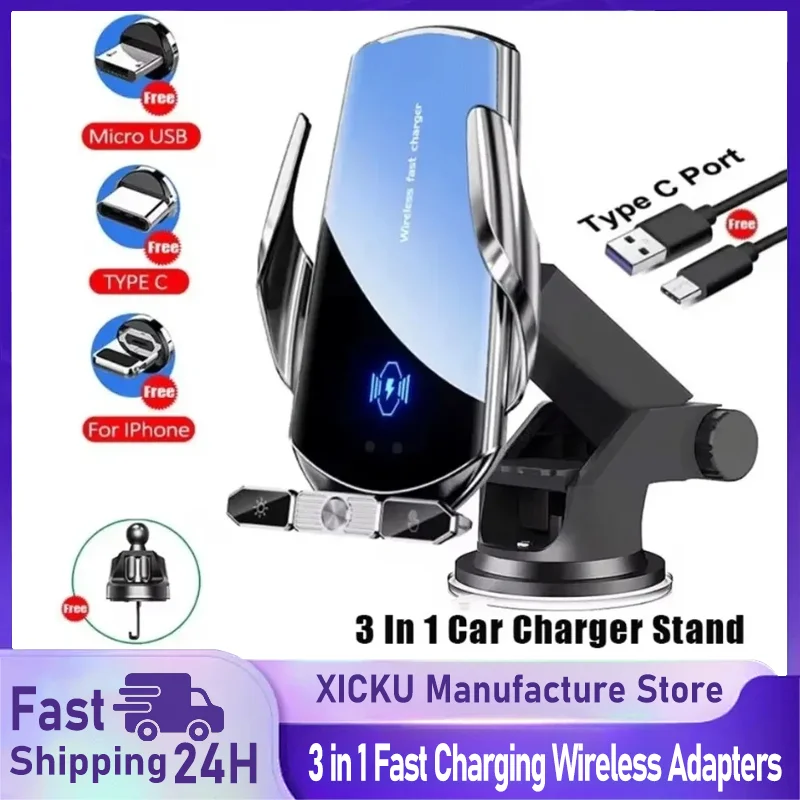 

Car Wireless Charger Magnetic Fast Charging Station Air Vent Stand Car Phone Holder Mount For iPhone 15 14 13 12 Samsung Xiaomi