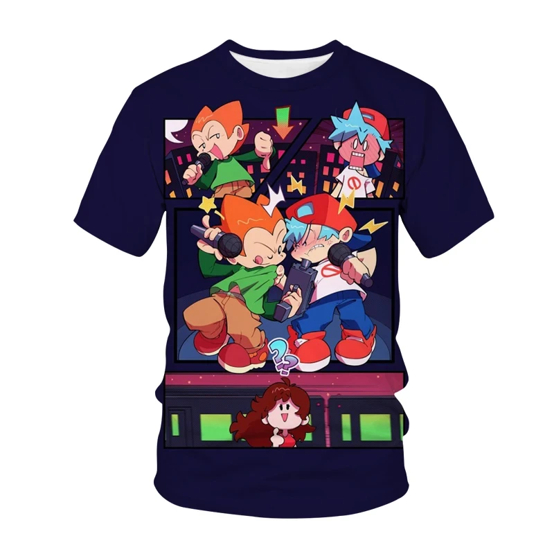 Hot Verkocht Kids Friday Night Funkin 3d T-Shirt Jongens Cartoon Game Zomer Grappige Korte Mouw Kinderen Tee Girl Tops Anime Kleding