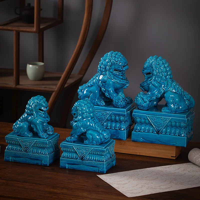 Chinese ice crack glaze craft ornament, handmade ceramic living room home decoration