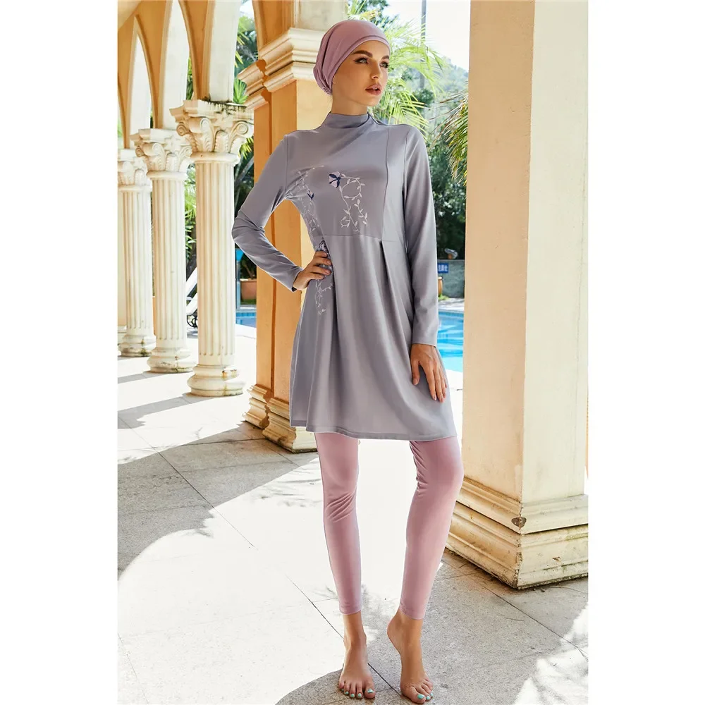 

Modest Swimwear Women Burkini Muslim Swimwear With Hijab Swimsuit 3pcs Cover Up Bathing Suits Women Long Sleeve Swimming Wear