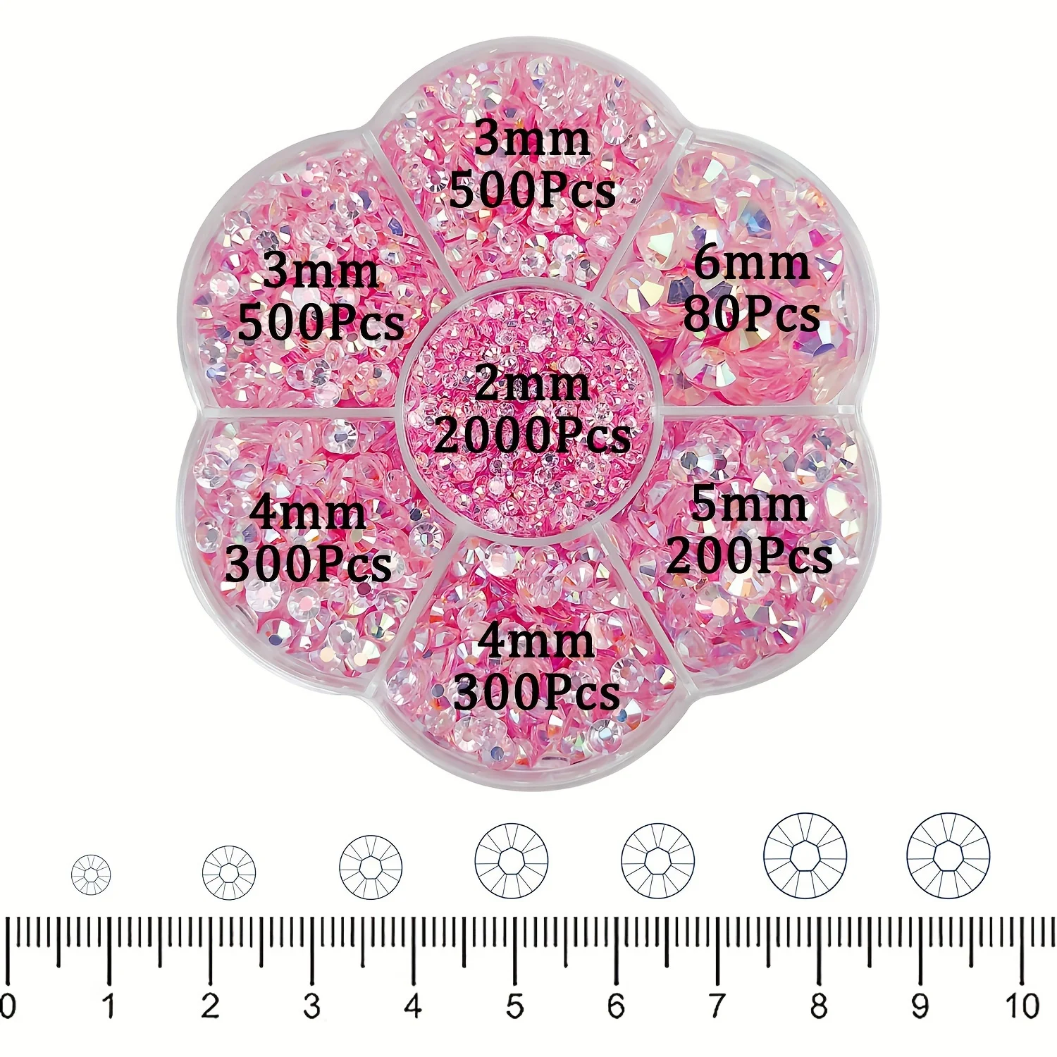 جواهر بريق أظافر مستديرة غير قابلة للتثبيت ، جيلي لامع لامع ، أحجار ملونة ، حجر الراين المسطح الكريستالي ، 2 ، 3 ، 4 ، 5 ، weight ، 6 ، 7 شبكات