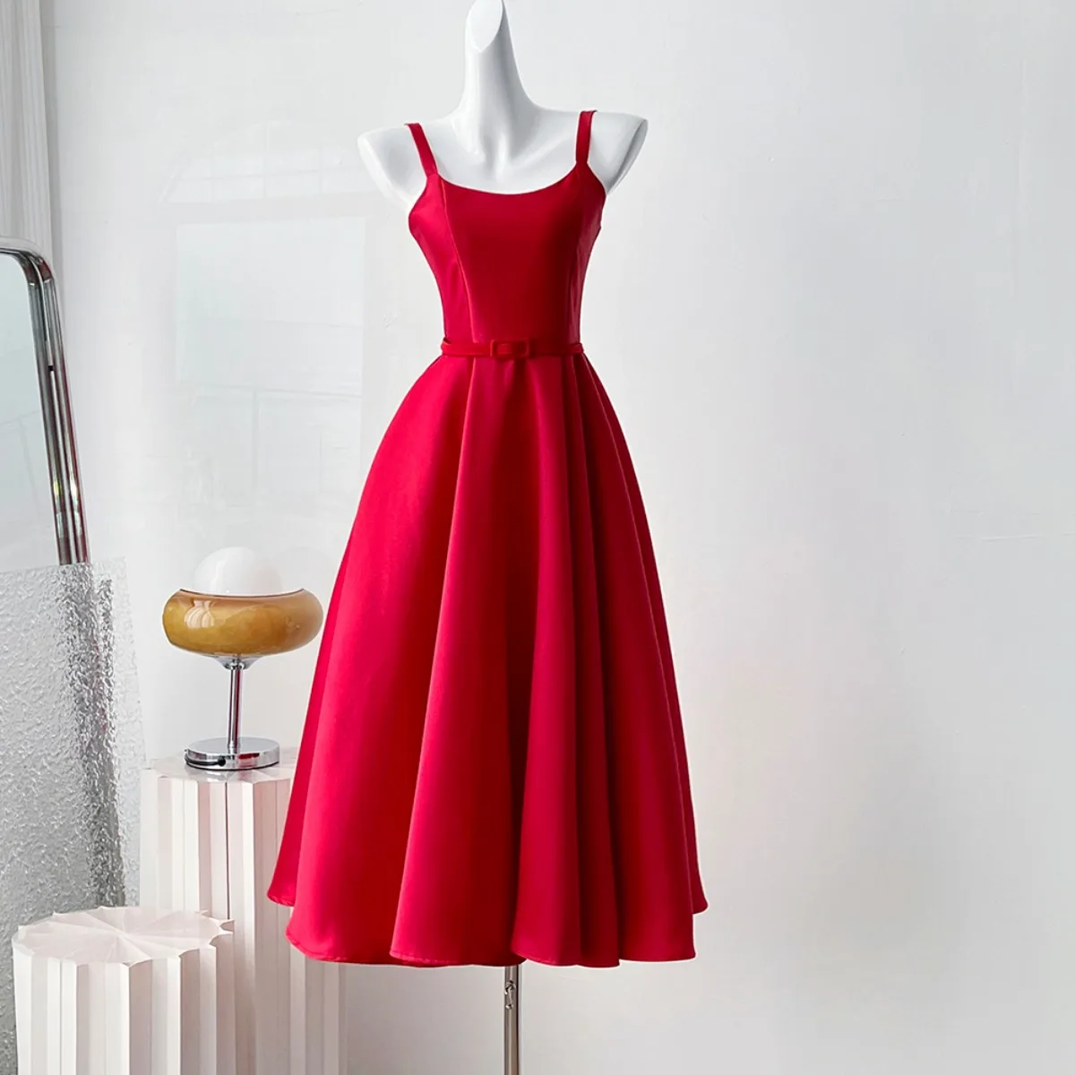 

Ele для похудения Hepburn Sle миди с поясом Dr женское новое модное платье с высокой талией из полиэфирного волокна X-образной формы