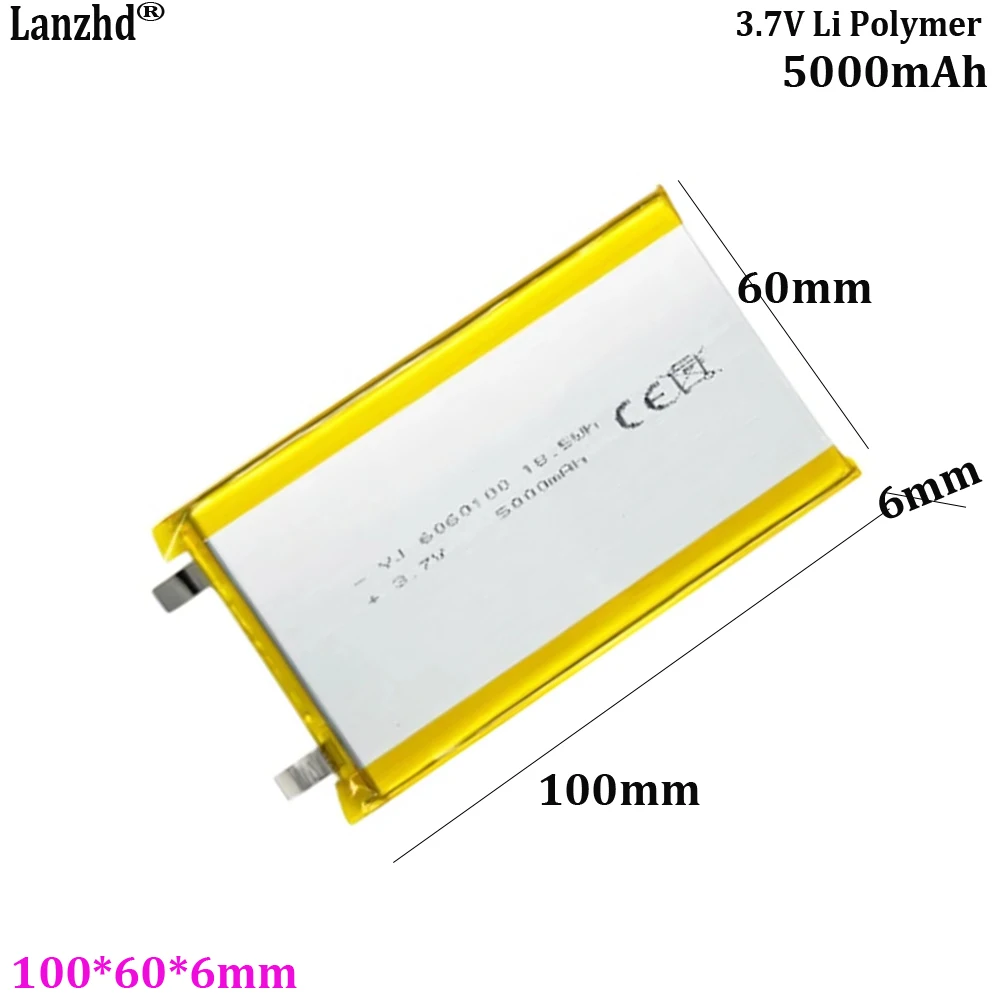 

1-10pcs Li Po Polymer 3.7V 5000mAh 6060100 Lithium Battery For GPS DVD E-book tablet pc laptop power bank video game Spare