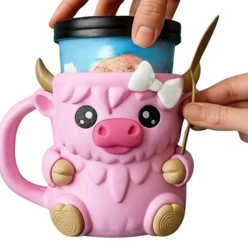 

3D принт, подставки для чая с изображением горной коровы, милые животные, держатель для кофейной чашки, креативные многоразовые аксессуары для дома и офиса, кухонь, подарок