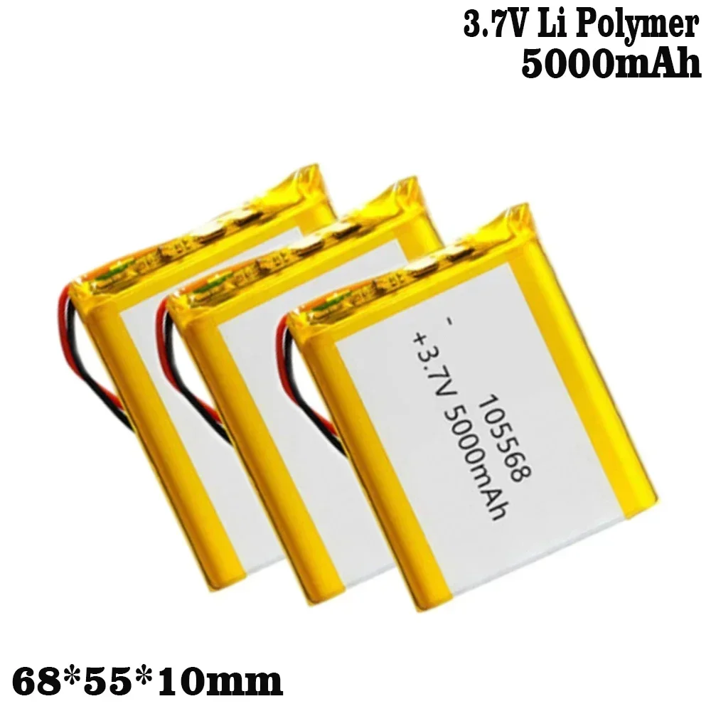 1-10PCS 105568 3.7V 5000mAh Polymer Lithium LiPo Battery for GPS DVD E-book tablet pc laptop power bank video game