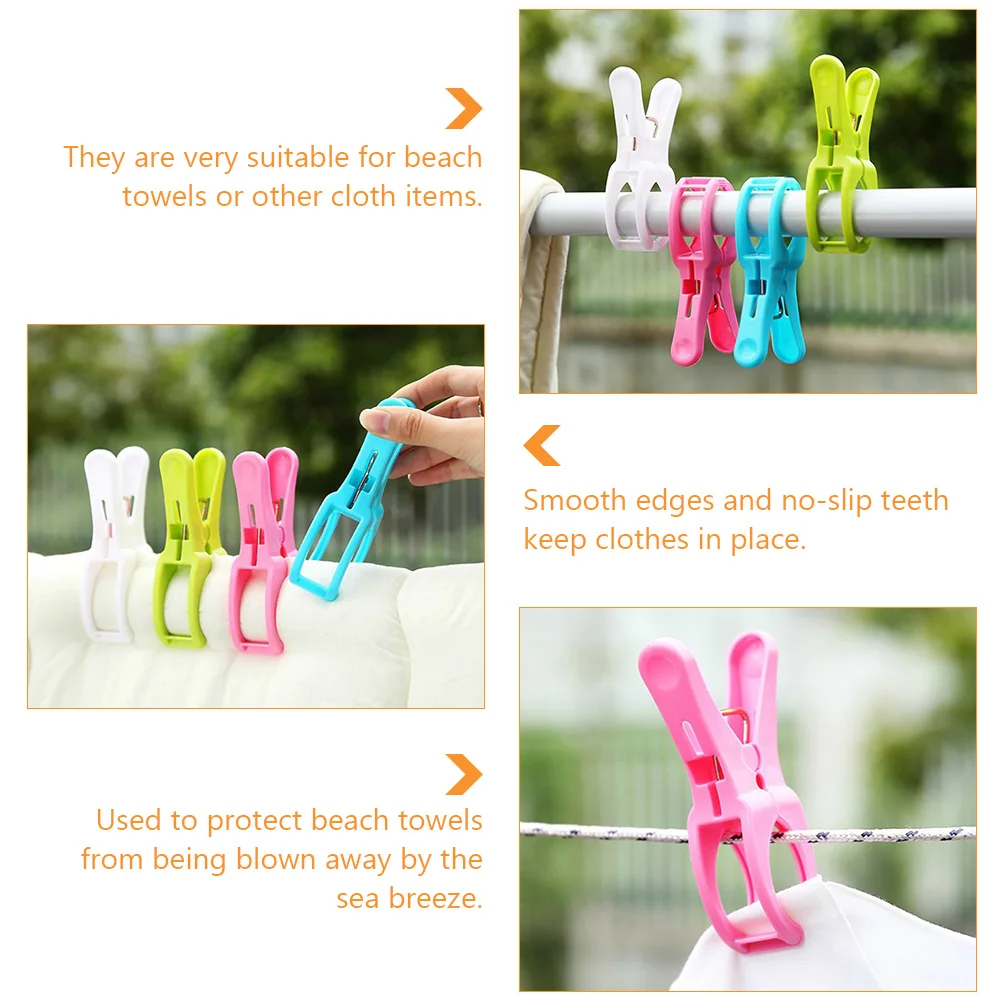 

10 Pcs Windproof Plastic Clip Quilt Clips for Hanging Beach Chair Towel Multipurpose
