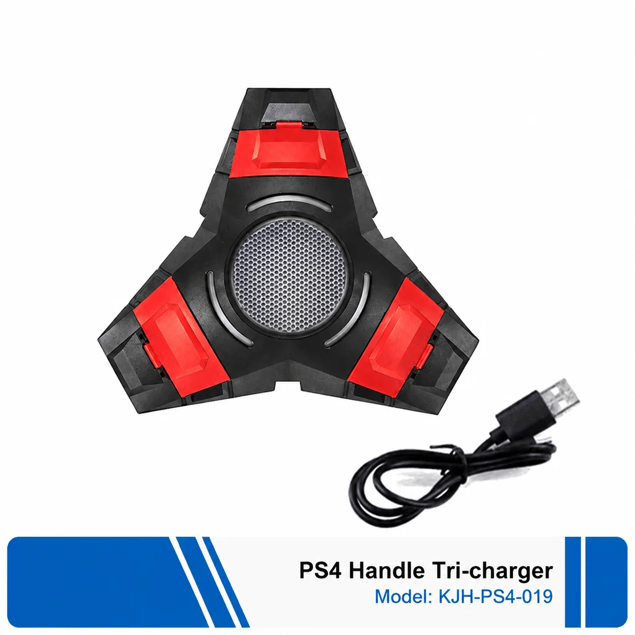 Charging Stand for PS4 Controller, 3-in-1 Triple Dock Station with Wireless Charging Base for PS4 Game Controller, Heel Shape