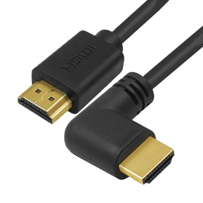 كابل HDMI 4K 2.0 60 هرتز 1.8 متر مطلي بالذهب عالي السرعة بزاوية مباشرة لشاشة تلفزيون الكمبيوتر