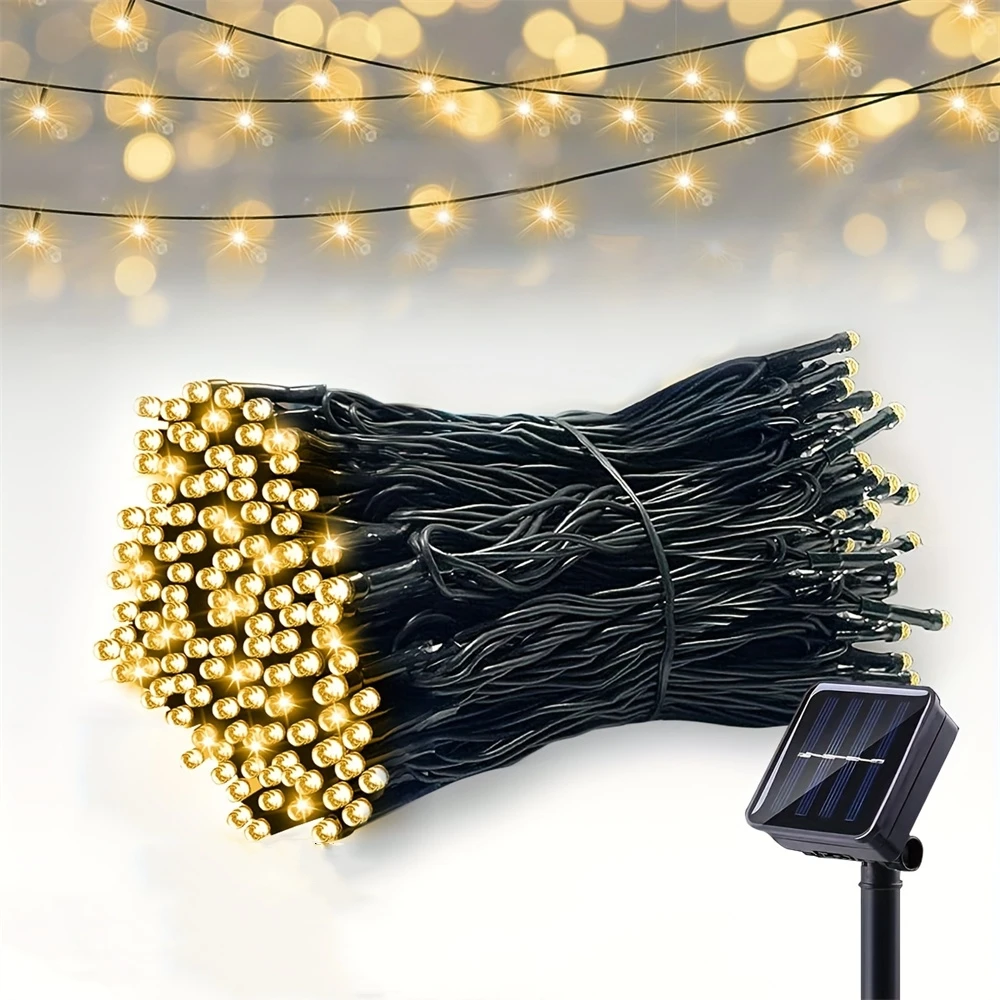 Solar LED String Lights for Outdoor Christmas Decoration with 8 Lighting Modes Twinkling Solar Powered Fairy Lights