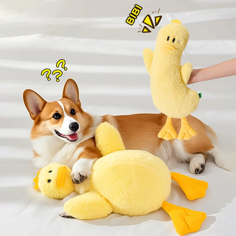 

Simulated Playful Duck Shaped Dog Pillow Durable Washable Squeaky Indoor Soft Plush Pet Toy for Kitten Puppy Cosas Para Perros
