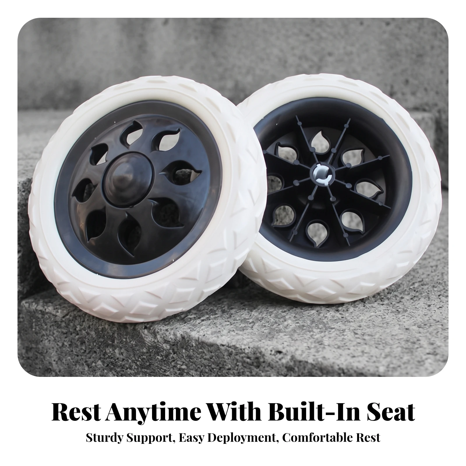 Replacement Shopping Cart Wheels Treaded Trolley Wheels for Cloth Cart Sturdy Ebony Hub Durable Rolling Parts for Grocery Market