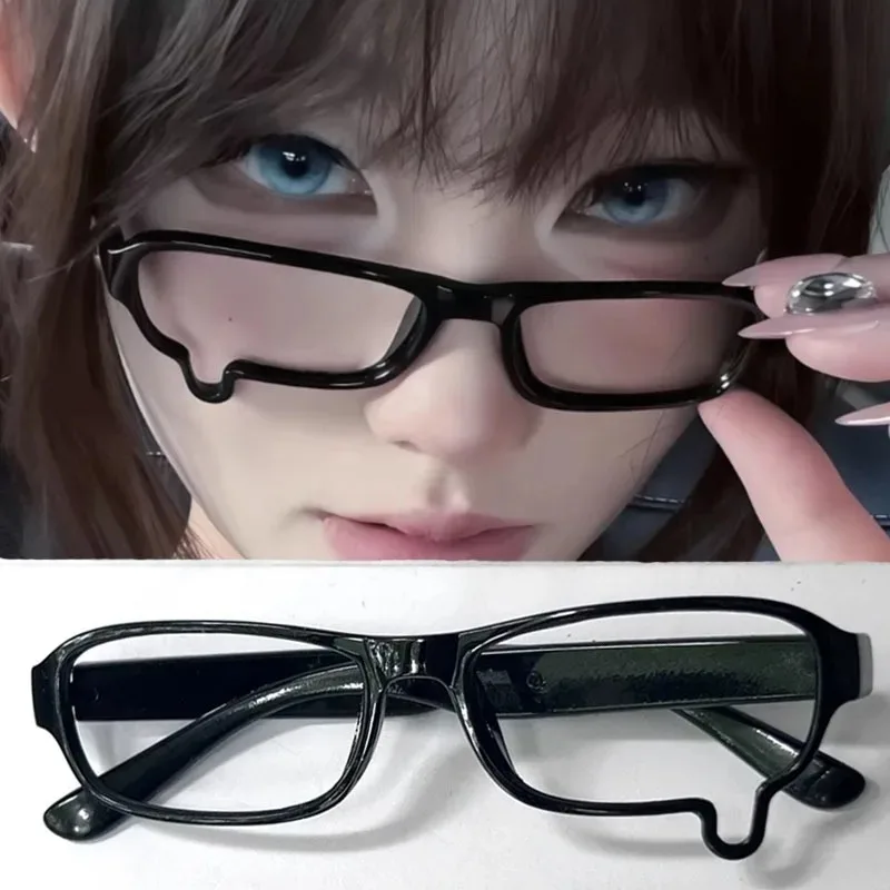 Y2K Anime Crying Glasses Dripping Tears Black Frame Unisex Retro Fashion Eyewear Halloween Cosplay Cute Accessories Gift
