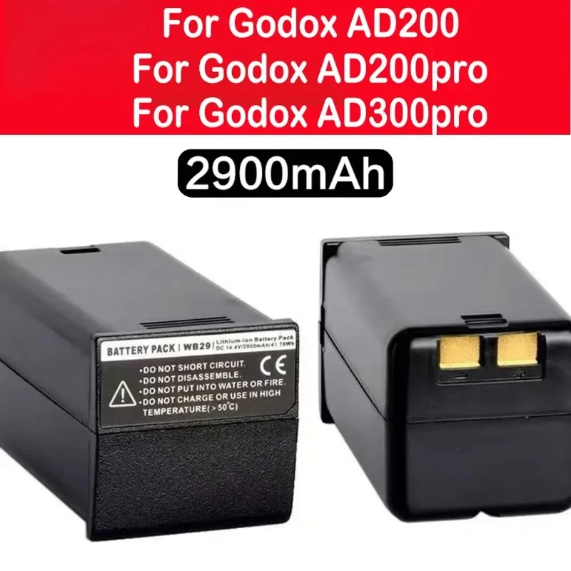14.4V 2900mAh For Godox Outdoor Pocket Flash AD200 AD200pro AD300pro Speedlite Flashgun WB29 Li-ion Flash Battery