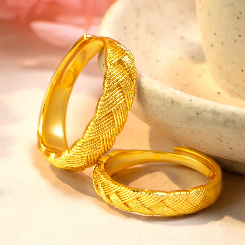 Ancient Faras silk wheat braided ring 9999gold