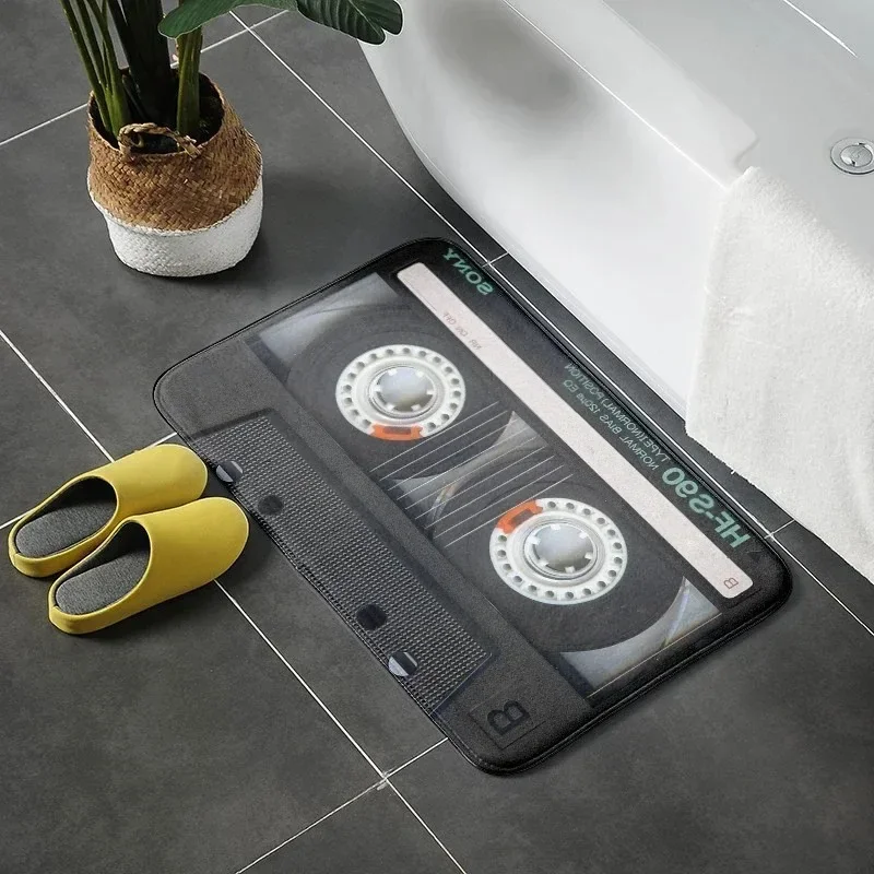 

Retro Cassette Music Tape Floor Mat Multiple Choice Funny Entrance Door Mat Living Room Kitchen Non-Slip Carpet Bathroom Doormat