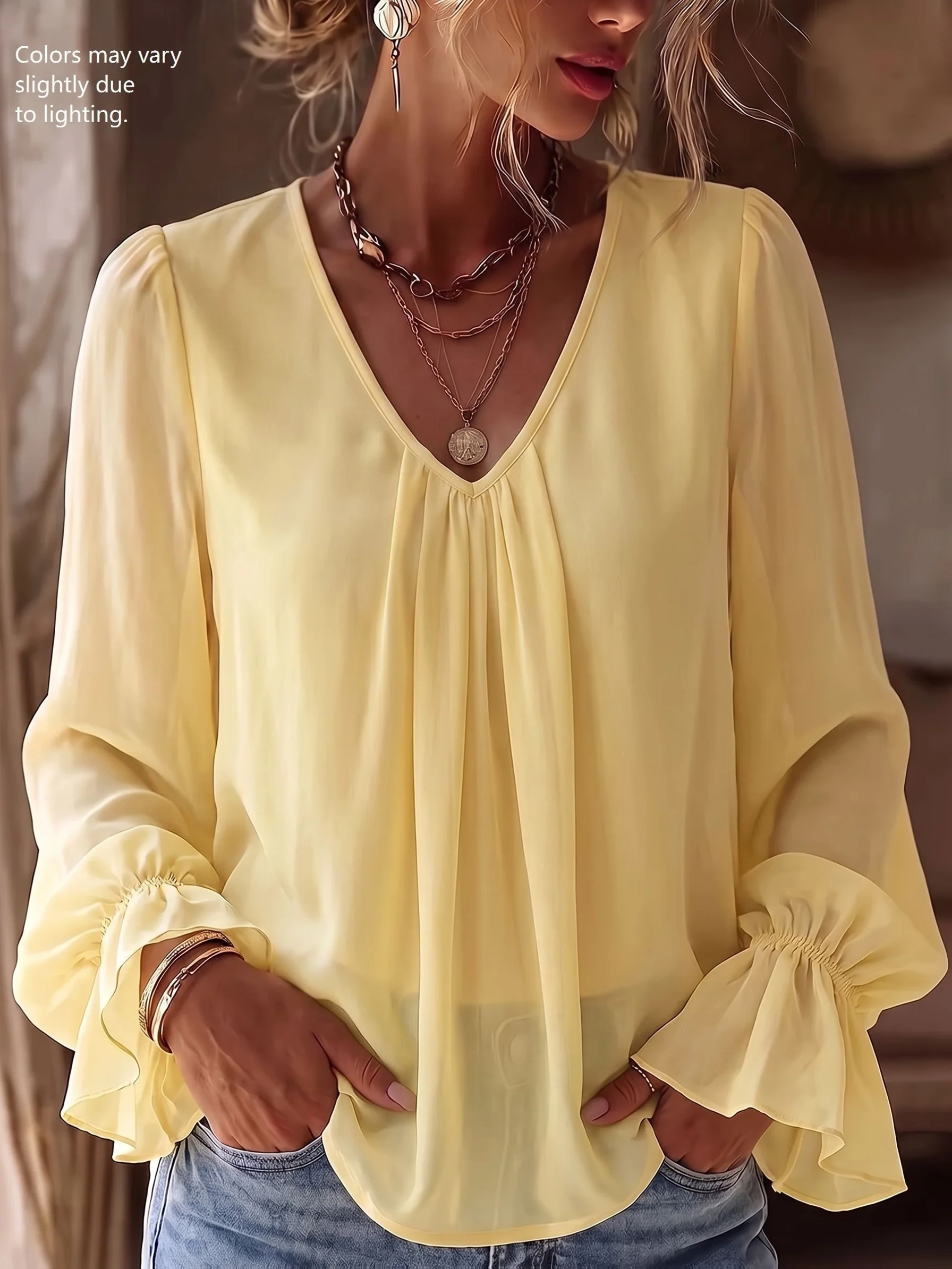 Fashionable Large Size Ladies Shirt Solid Color Casual Design Commute Top for Daily Wear European Style Pure Color Shirt