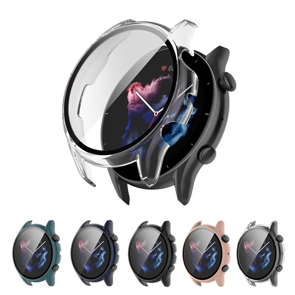 Penutup Kaca Tempered untuk Xiaomi Huami Amazfit GTR 3 Pro Pelindung Layar Lengan Pelindung Casing GTR3 untuk Amazfit GTR 3 Shell