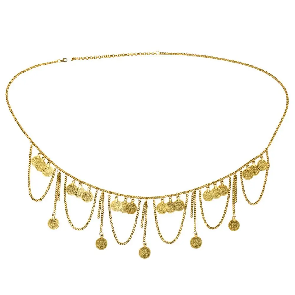 Coin Pendant Metal Body Chain Belt Bohemian Style Tassel Waist Chain Waist Jewelry Ethnic Style Belly Dance Body Chain Gift