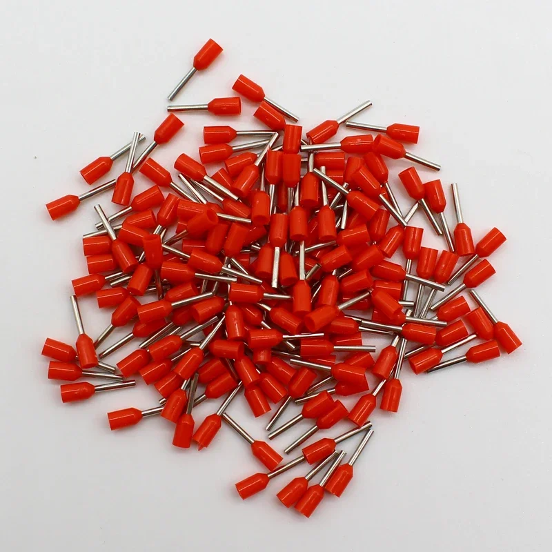 100pcs/Pack E0508 E7508 E1008 E1508 E2508 Insulated Ferrules Terminal Block Cord End Wire Connector Electrical Crimp Terminator