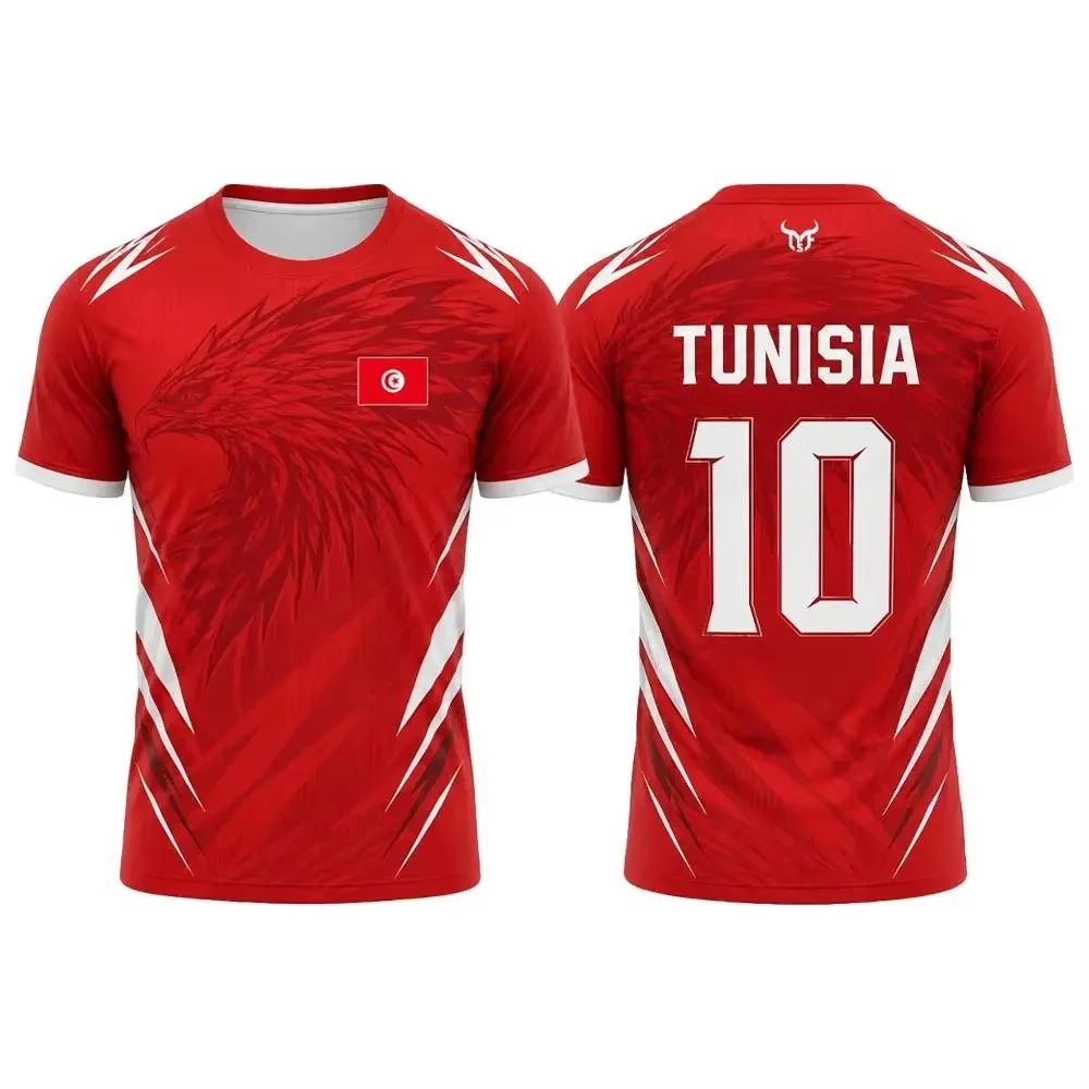 Tunisia Flag Print Jersey 3D Print Breathable Quick Dry Family Style for Kids Adults Outdoor Training Sports Fitness