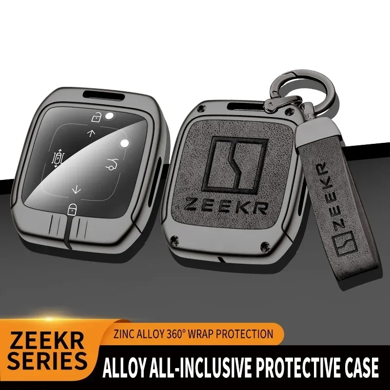 2022 2023 Brand New Zinc Alloy+Leather TPU Protective Shell Buckle Car Smart Remote Key Bag For ZEEKR 001 009 Accessories