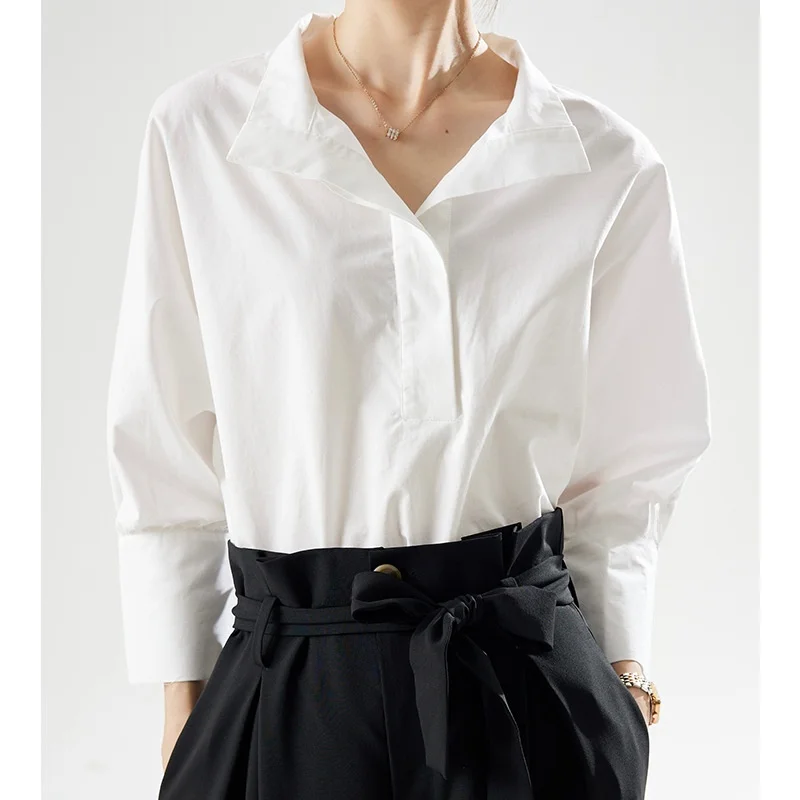 

Hangzhou Novotel Spring Autumn New Women's Patchwork Design Sensation White Elegance Faionable irt Regular Thin