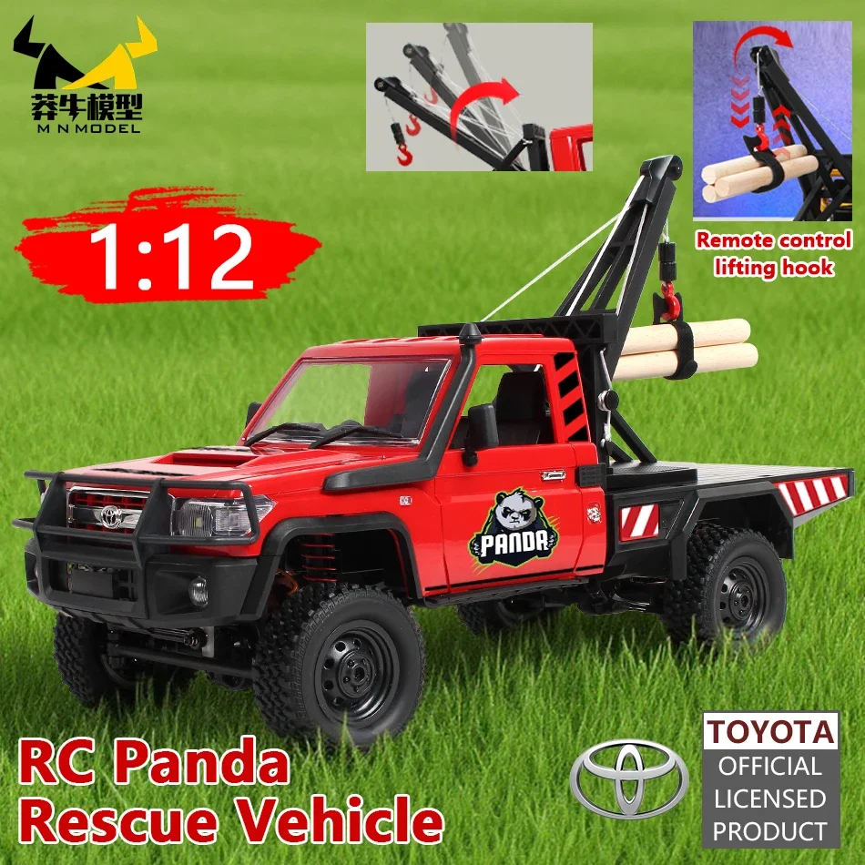 

MN MODEL 1/12 4X4 RC Panda Rescue Off-road Vehicle All Terrain Car Climbing Truck Crane Pickup Rock Crawler Collection Toy Adult